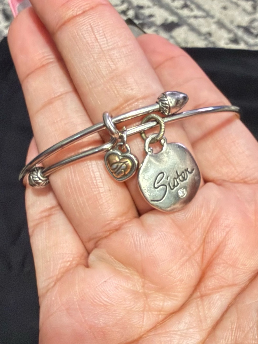 Brighton Silver-Tone 'Sister' Charm Expandable Bracelet